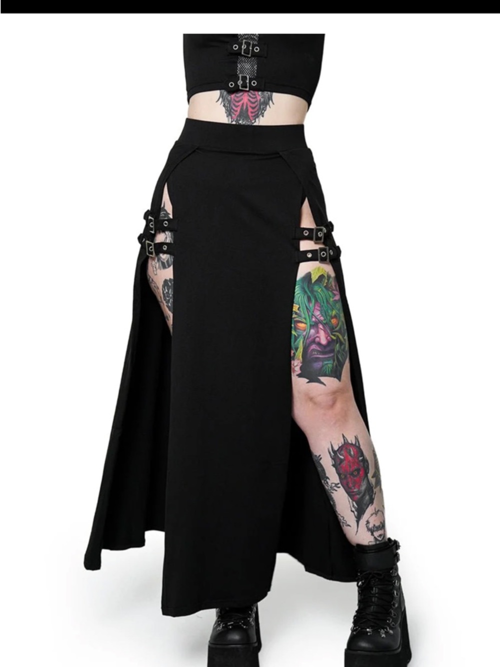 Forest Ink maxi skirt with buckles